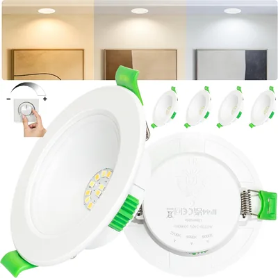 Laiebri Faretti LED da Incasso 230V Dimmerabile Set di 4, 6W 750lm Ultra Piatto 23mm, 3 CCT di Colore 2700K/4000K/6000K, IP44 Best Deal