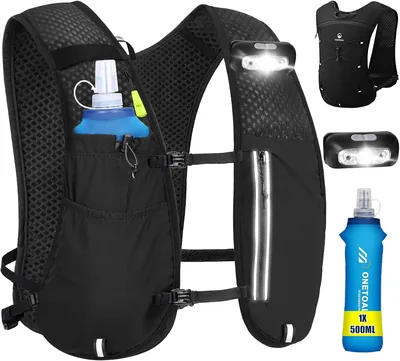 ONETOALL Vestes de course Réflectives pour Femme avec Flask de 500ml et Lumière LED, Idéale pour Marathon, Sentier et Randonnée - 5% de réduction