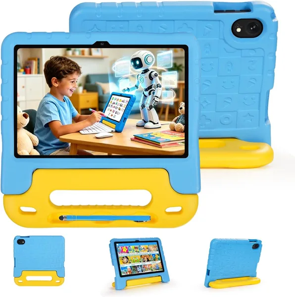 Tablette tactile 10 pouces HD Android 15 pour enfants, tablette éducative 8 Go RAM + 128 Go ROM (extensible à 1 To), Wi-Fi 5G