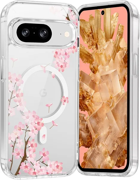 Etui magnetyczne Saqmkil na telefon Google Pixel 8 5G, wzór kwiatowy dla kobiet, 15,67 cm