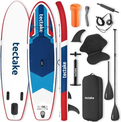 Tectake® Paddleboard 2 in 1 con Sedile da Kayak e Sup, Pompa, 3 Pinne, Pagaia a Sacca - Miglior Affare