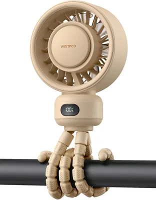Ventilador portátil Warmco, 4000mAh recargable con soporte flexible (hasta 15 horas), 4 velocidades, pantalla LED, Deta. ¡Mejor oferta!