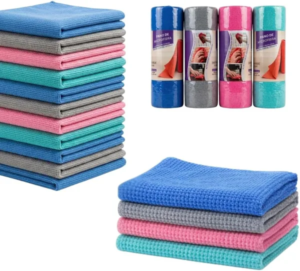 Kit com 20 Panos de Microfibra Premium - 25x25cm, Alta Absorção, Cores Sortidas. Não Rasga e Não Solta Fiapos, Ideal para Casa e Carro - Melhor Oferta