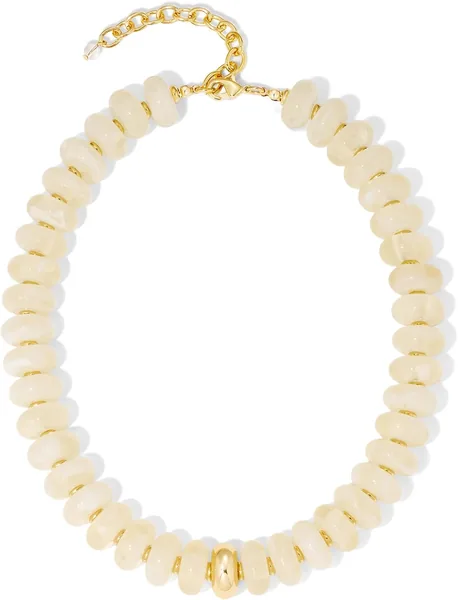 FAUTHENTICUTE Chunky Beaded Choker Necklace for Women Statement Necklace with Gold Accent Adjustable Beach Summer Jewelry Trendy Boho Necklaces in Multiple Colors y2k Jewelry