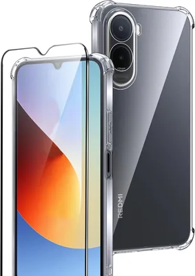 Cover Protettiva Rojeuinn per Xiaomi Redmi A7 Pro/POCO C81 Pro 4G+, Vetro Temperato 4x e Silicone Antiscivolo, Anti-Caduta