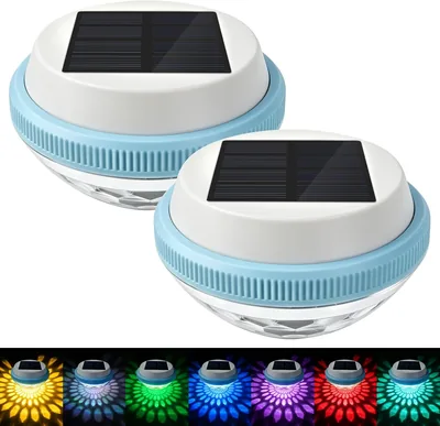 LYPPUL 2 x Éclairage de Piscine Flottant Solaire, Lumière de Piscine à LED Colorée de 7 Couleurs pour Fêtes et Étangs - 26% Off