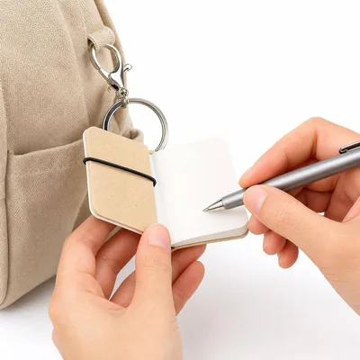 Mini PU Leather Notebook with Keychain - Retro Pocket Journal