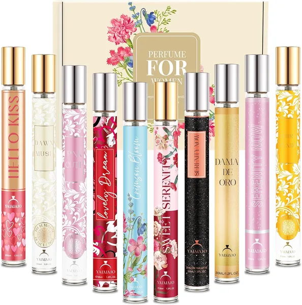 10 szt. perfum premium dla kobiet - Zestaw mini zapachów kwiatowych, owocowych i drzewnych, Eau de Toilette