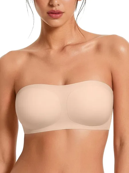 Avidlove Strapless Bras for Women No-Slip Bandeau Push Up Wireless Comfy Jelly Seamless No Underwire Padded Tube Top Bra