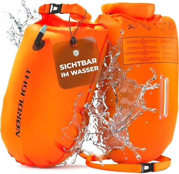 Nordlight Schwimmboje - Trockentasche fürs Schwimmen, Aufblasbare wasserdichte Tasche + Boje für Triathleten | Best Deal