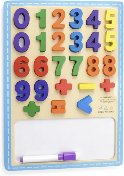 Wooden Alphabet & Number Board with Writing Pad - Kids' Educational Toy