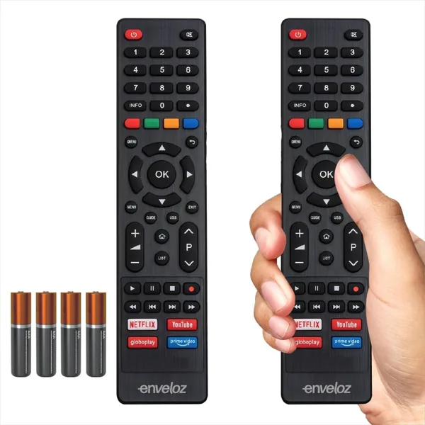 Kit 2 Controle Remoto Para Tv Philco Smart com Teclas Netflix, Youtube e Globoplay - Compatível com Vários Modelos de TVs Philco