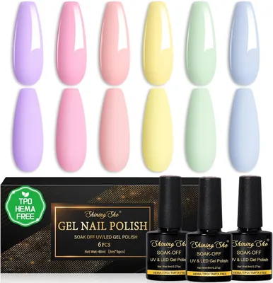 Shining She UV Gel Nail Polish - 6 Pastel Colours 52% Off