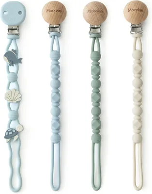 Moonkie - Clips de silicona para chupete, duraderos y de una sola pieza, estilo mixto, esenciales para bebés - Mejor Precio