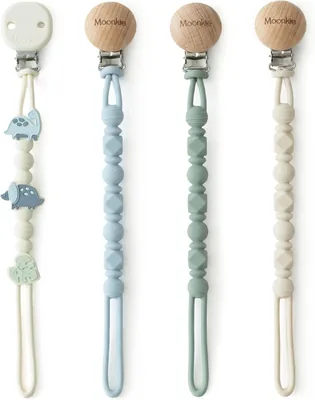 Moonkie Silicone Pacifier Clips - Durable Baby Binky Holder, Mixed Styles