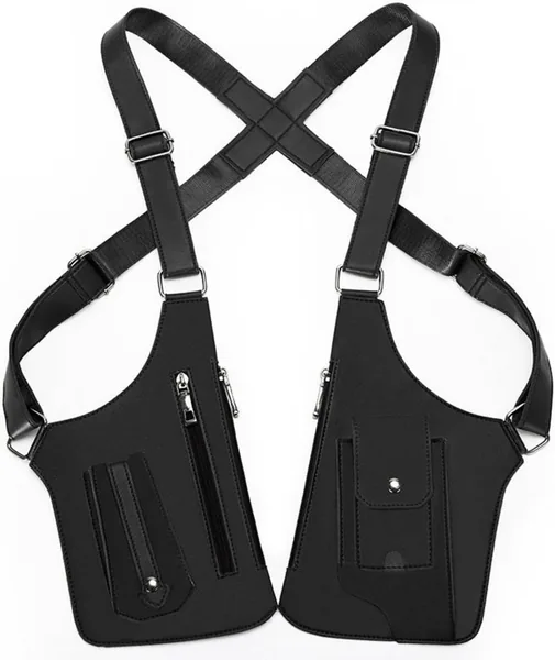 Mens Under Armpit PU Leather Shoulder Bag - Men Anti-theft Sling Bag with Double Adjustable Shoulder Strap and Multi Pockets.Ideal as a Man Bag for Phone, Wallet and Daily Use or T