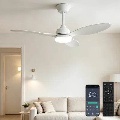 YrgePowk 106 cm Ventilateur de Plafond avec Éclairage et Télécommande, 60 W Ventilateur Silencieux à 6 Vitesses Réversible