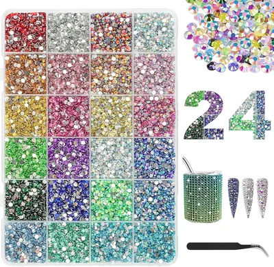 AOOSA 24 farra blå 3mm nail art jewels med klippa - 24000 sténar AB rhinestone dekoration
