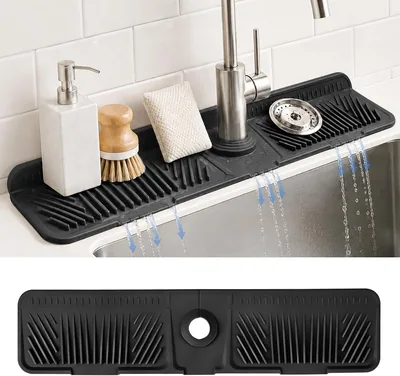 Tapete de Silicona 3 en 1 para Fregadero, Alfombrilla Plegable con Protección de Grifo y Tarja, Impermeable