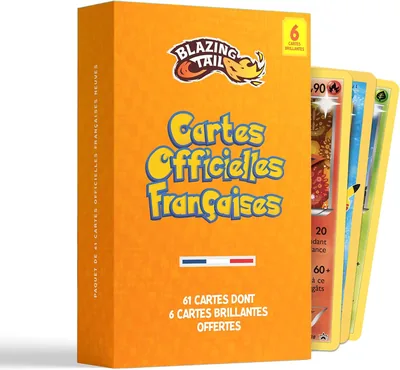 Ensemble Blazing Tail - 61 cartes officielles françaises neuves + 1 carte ultra rare - 6 cartes brillantes - Sans doublons - Énergie C