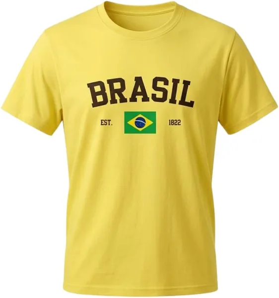 Camisa Feminina Brasil Camiseta Gola Redonda 100% Algodão - Melhor Preço