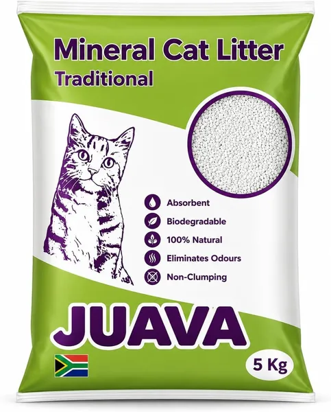 Mineral Cat Litter 5kg - S. Africa Made, Budget Absorbent Odour Control Non-Clumping