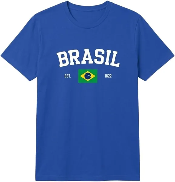 Camisa Feminina Brasil Camiseta Gola Redonda 100% Algodão - Melhor Preço