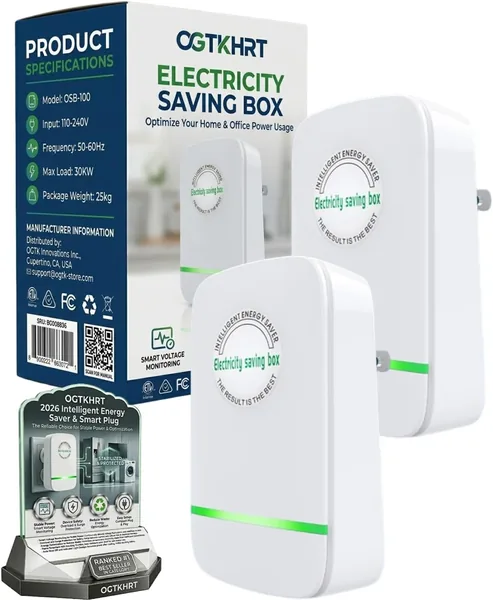 Electricity Saving Box Energy Saving Device Smart Save Plug Power Saver Voltage Optimization Surge Protection Thermoregulation Outlet Home Office Compact Plug and Play Energy Effic