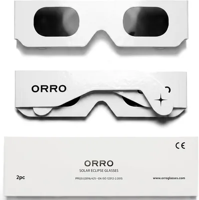 ORRO Sonnenfinsternisbrille 40mm (2/6/12 Stück) Schwarz - EN ISO 12312-2:2015 zertifiziert, CE-gekennzeichnet für direkte Beobachtung