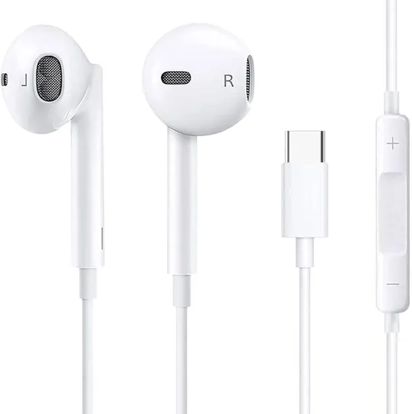 Cuffie USB C per iPhone 17/16/16e/15 Pro Max/Plus, iPad Pro, Auricolari In-Ear con Cavo Type-C, Microfono e Controllo Volume
