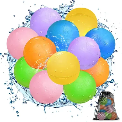 Baloones de Agua Reutilizables, 12 Uds. Relleno Rápido Sellado Autocerrado, Juguetes de Verano para Niños y Adultos