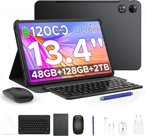 POPUX P13 Tableta de 13.4 Pulgadas, Pantalla 2.4K 120Hz Android 16, AI Gemini, 48GB RAM, 128GB ROM, Batería 12000mAh, Widevine L1
