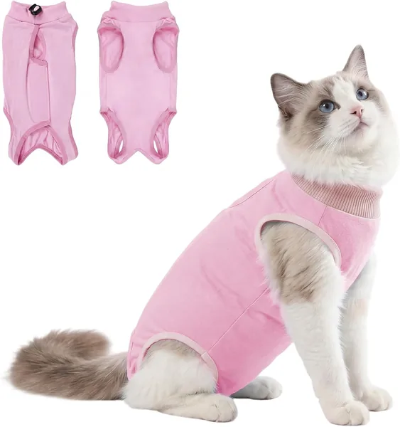DoggieKit Cat Surgery Recovery Suit, Kitten Anti Licking Onesie for Male Neuter Female Spay