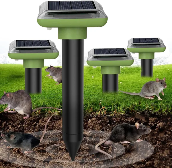 YOUKK Solar Ultrasonic Repellent with Waterproof IP66 for Garden, Yard and Farm, Mole Repellent