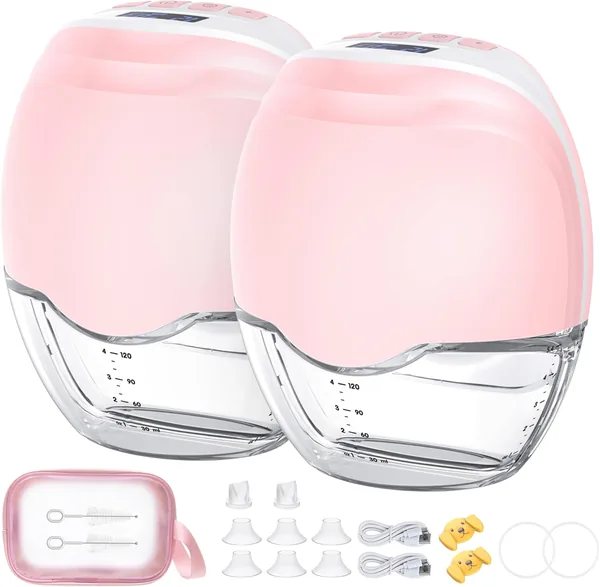 Hands-Free Electric Breast Pump, Wireless Portable Breast Pump, Discreet and Quiet, Anti-Leak, 3 Modes 12 Levels, 2 Pieces for Work and Travel