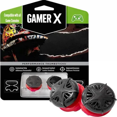 مقبض تحكم Gamer X Star للبلايستيشن 5 و 4 - أغطية كابلات التحكم لمقاومة الانزلاق من أجل الدقة (أحمر وأسود) أفضل سعر