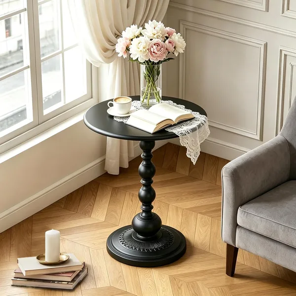 Round Side Table Coffee Table, Living Room Home Small Table, Modern Simple Corner Metal Iron Outdoor Round Service table,Rustproof Outdoor Coffee Table
