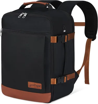 YOKGO Reiserugsak 40x30x20, 24L, Ryanair-kompatibel, Svart & Brun, Klassisk | Männes och Kvinnas Resor