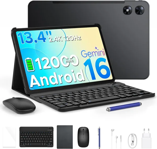 P13PRO Tableta de 13.4 Pulgadas con Pantalla 2.4K 120Hz, Android 16, 48GB RAM + 256GB ROM, AI Gemini, T7280 Octa-Core, 16MP
