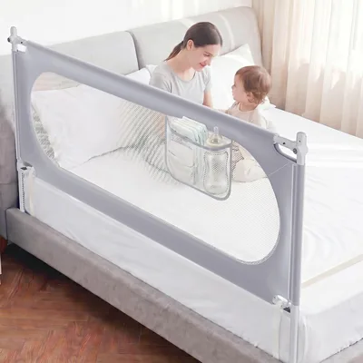 KUQAZ Stabile Bettstangen 200 cm - Fallschutzbett U-Form für Boxspringbetten und die meisten Betttypen, Bettguard mit 2 Sicherheit B
