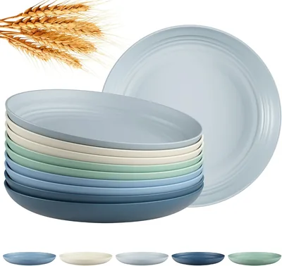 Quatish 10 Plates Blue Reusable Set