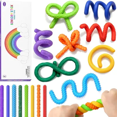 Calming Fidget Toys for Kids & Adults - 8-Pack Quiet Sensory Sticks