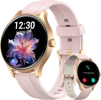 Fitpolo Smartwatch para Mujer con Llamadas, Pantalla Redonda HD de 1.27 Pulgadas, Monitoreo SpO2/Frecuencia Cardíaca y Seguimiento del Sueño - 23% de Descuento