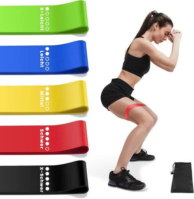 Resistenzbänder, Fitnessbänder-Set mit 5 Widerstandsstufen, hautfreundliche Trainingsbänder für Indoor-Fitness - Best Deal