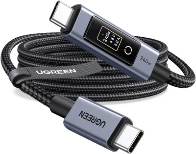 UGRENE 240W USB-C auf USB-C Kabel mit Digitaler Anzeige | PD 3.0 PPS USB-C auf USB-C Kabel für iPhone 17-8 Serie, MacBook Pro/A (22% Rabatt)