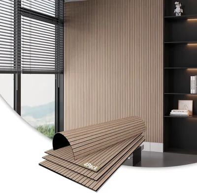 AKUMAX Wood Slat Acoustic Panels - 4 Pack Walnut