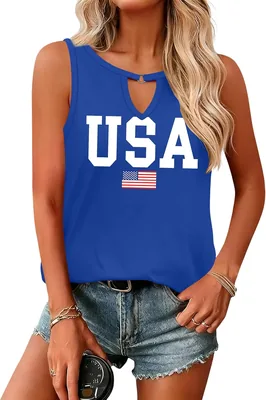 American Flag Tank Tops for Women - 4th of July Sleeveless Shirt