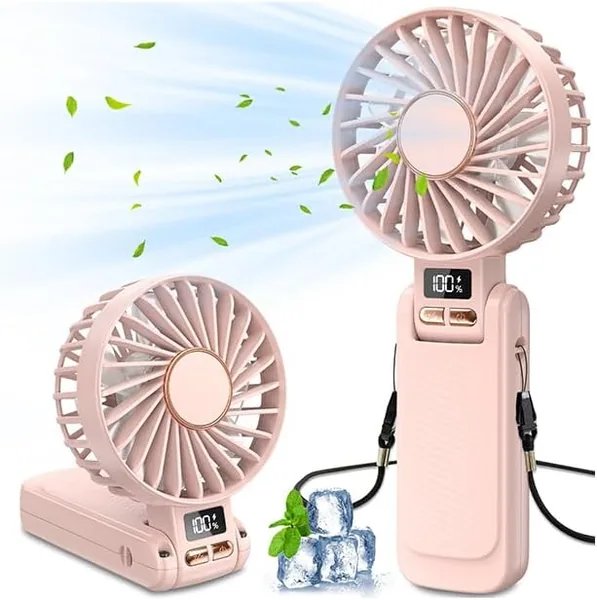 Mini Ventilateur Portable Pliable avec Pochet et Batterie Rechargeable de 4500 mAh (20h d'autonomie), Petit Ventilateur de Table pour la Maison - Meilleur Prix