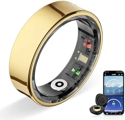 Potewek Smart Ring Sleep Monitor Skin Temp (Gold)