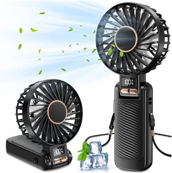 Ventilateur de poche mini avec poche et rechargeable léger (4500 mAh & 20 heures d'autonomie), petit ventilateur de table pliable pour la maison